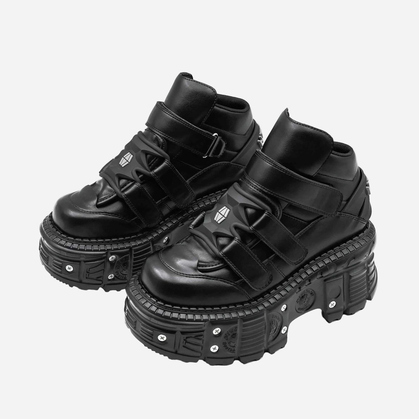 Gothic Ankle with Metal Decor Lace Up Heel Boots