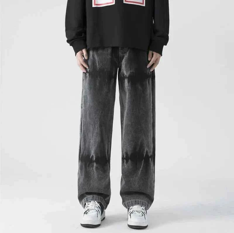 Black Tie Dye Streetwear Straight Jeans