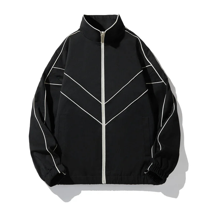 Striped White Lining With Rib sleeve Style Jacket