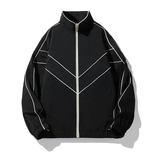 Striped White Lining With Rib sleeve Style Jacket