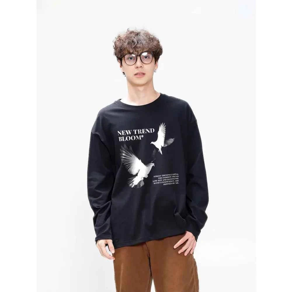 Dove Pattern American Style Long Sleeve T-Shirt