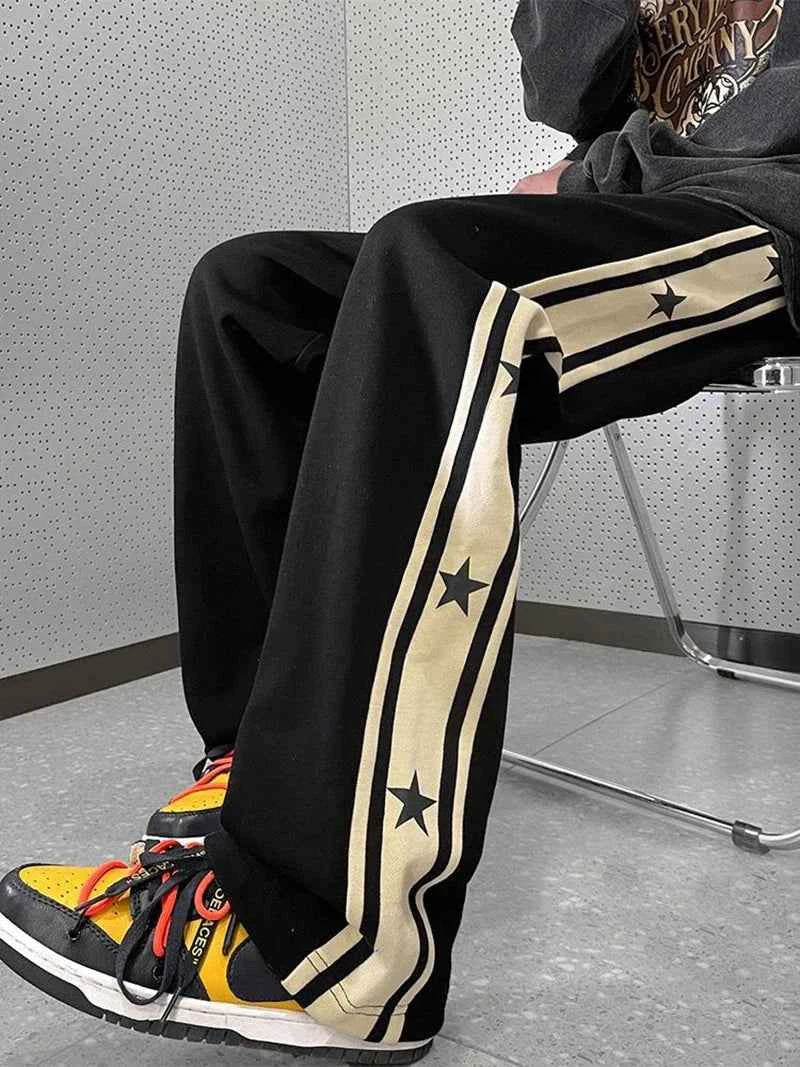 Streetwear Vintage High Waist Black Star Sweatpants