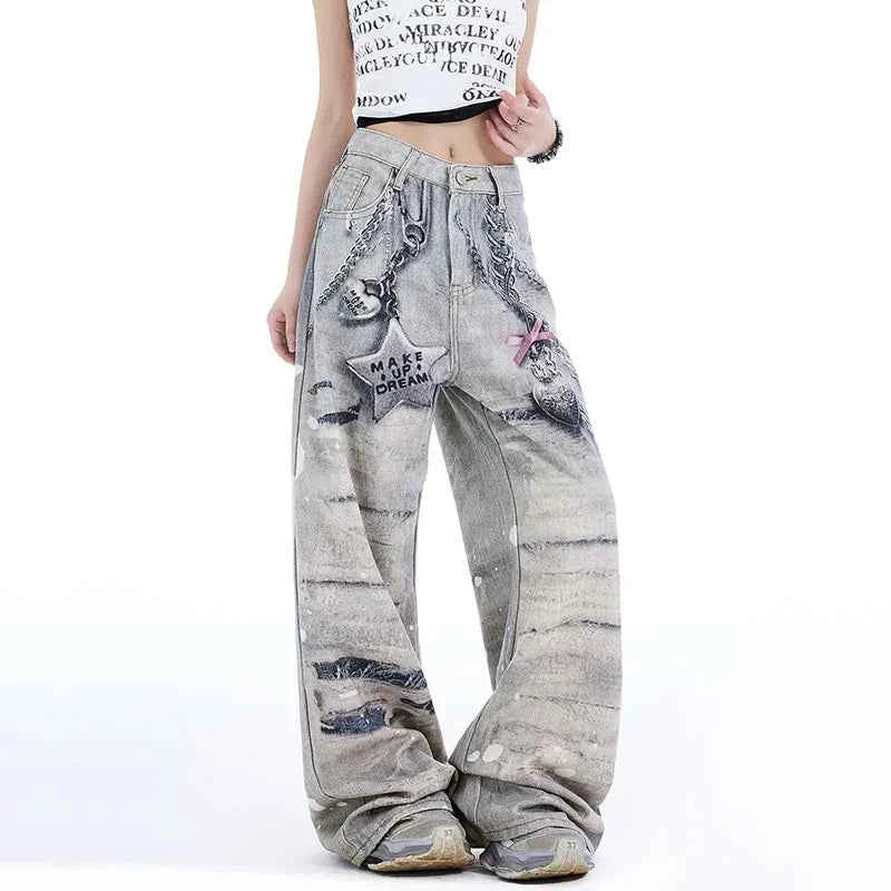 Women Streetwear Wide Leg Denim Jeans