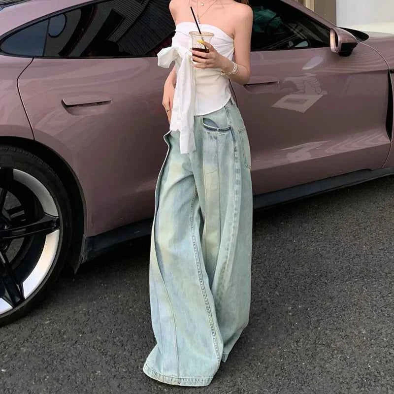 Trendsetter Oversize Washed Wide Leg Jeans