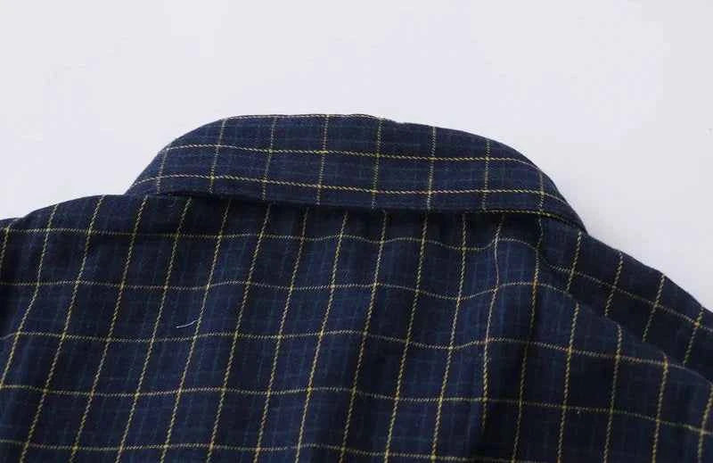 Trendy Korean Style Lapel Plaid Long Sleeve Shirt
