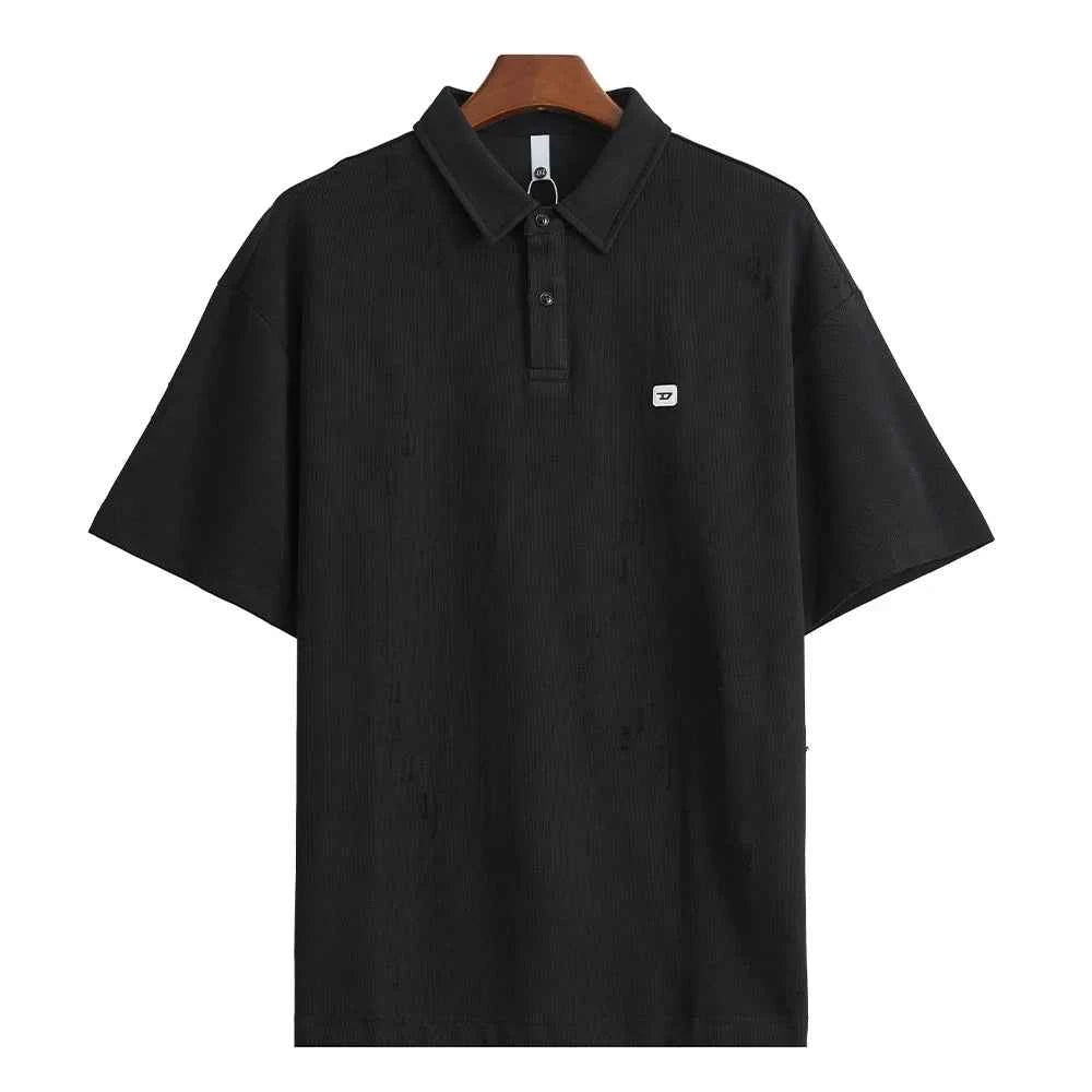 Men's Casual Hip Hop Loose Lapel Cotton Polo T-Shirt