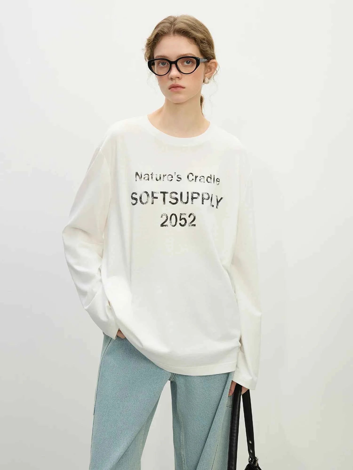 Soft Casual Letter Printed Spring Long Sleeve T-Shirt