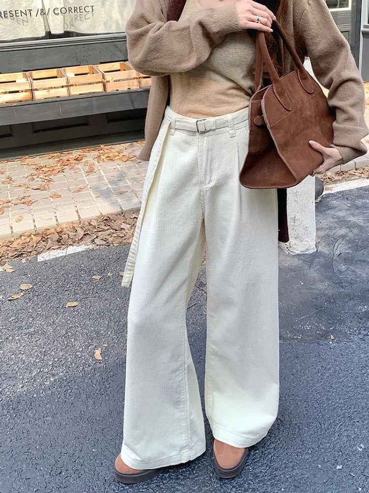 Elegant Cool Corduroy Wide Leg Pants