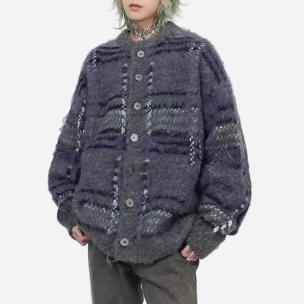 Y2K Trendy Contrast Color Long Sleeve Cardigan