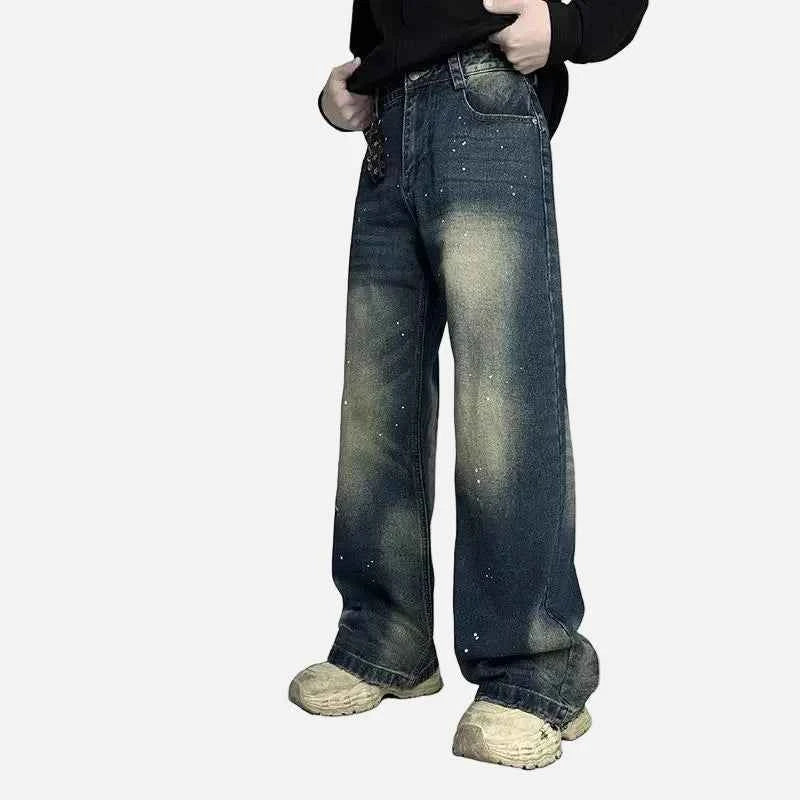 Ink Splashed Distressed Washed Jeans