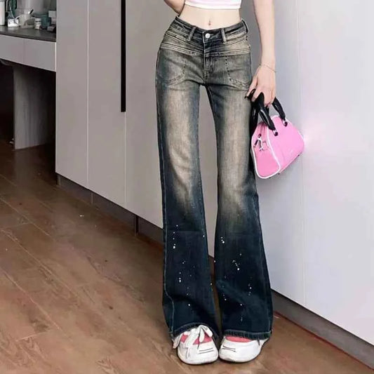 Spicy Girl Style Low Waisted Straight Jeans