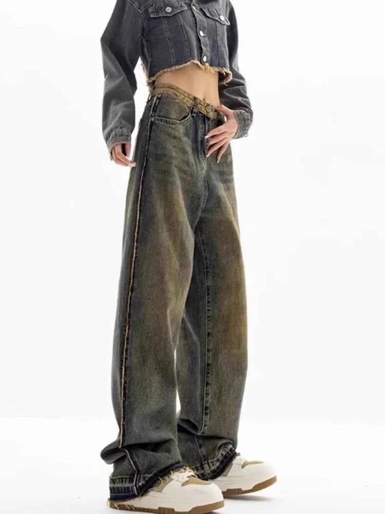 Vintage Casual Staple High Waist Wide Leg Jeans