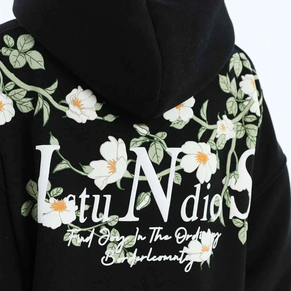 Embossed Flower Vine Velvet Hoodie