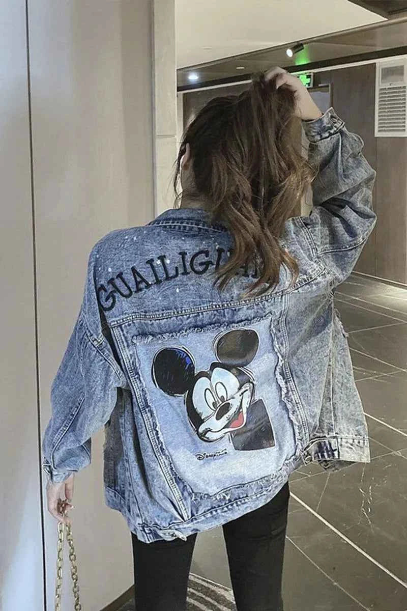 Mickey Embroidered Cartoon Denim Jacket