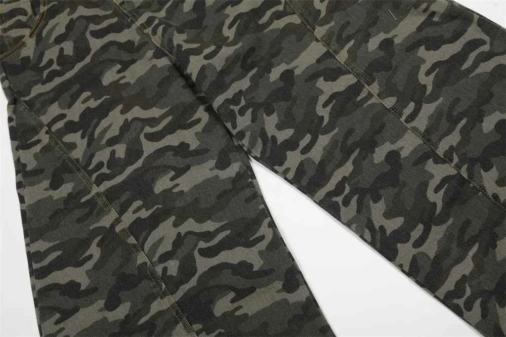 Trendy Retro Camouflage Loose Wide Leg Pants