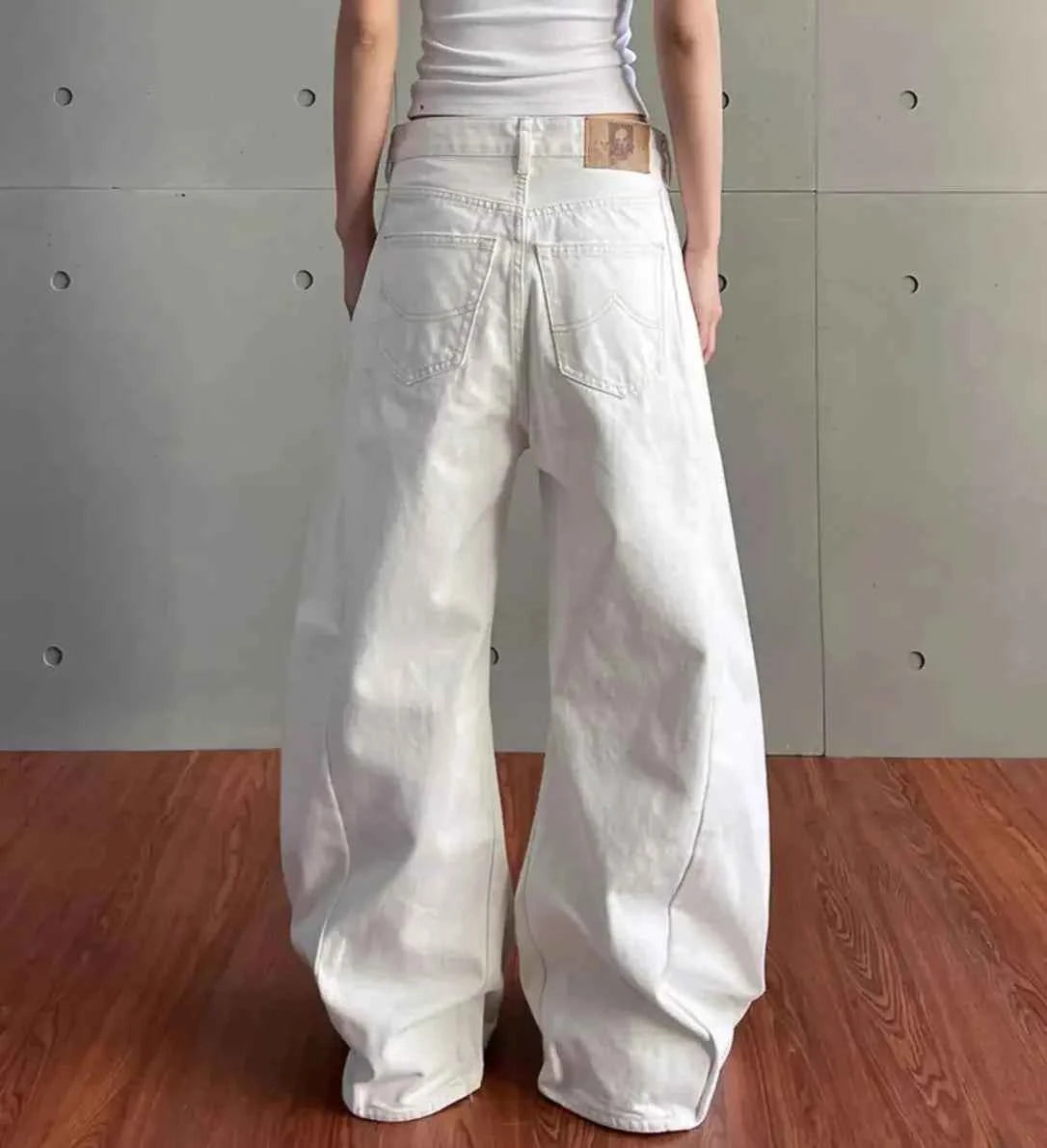 White Vintage High Waist Wide Leg Jeans