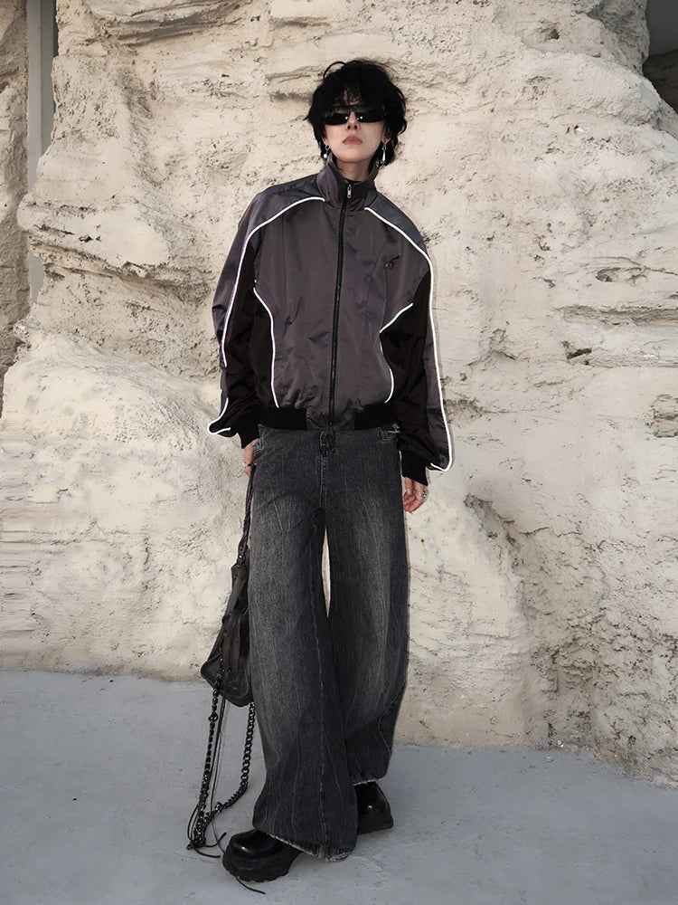 Avant Garde Reflective Contrast Color Windbreaker Jacket