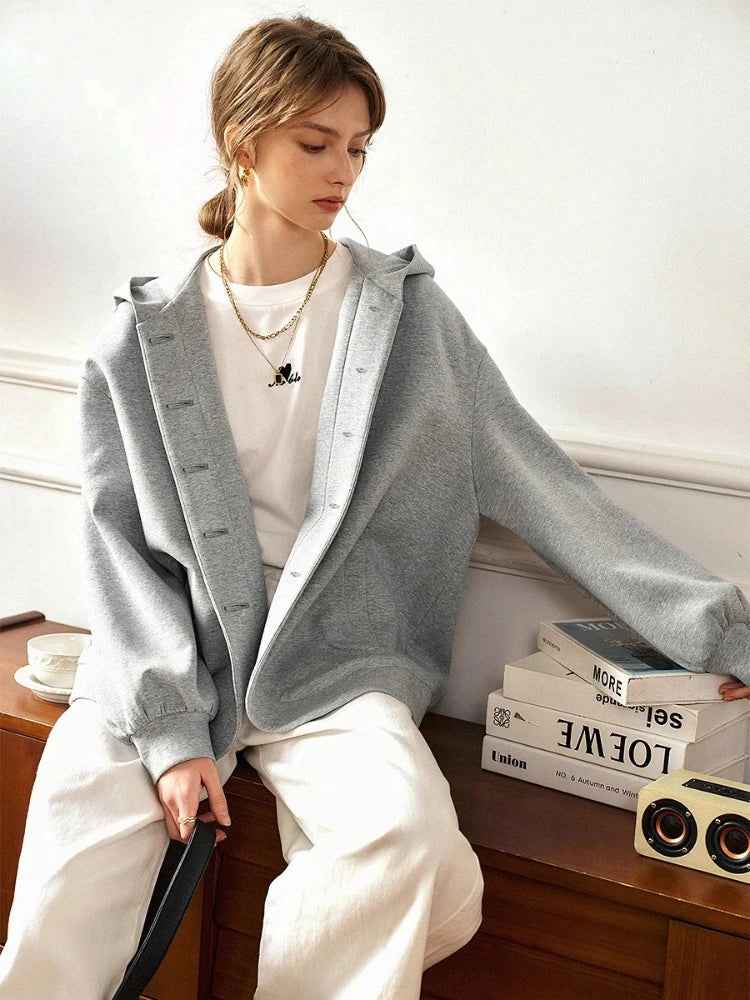Streetwear Knitted Loose Casual Hooded Sweatshirt
