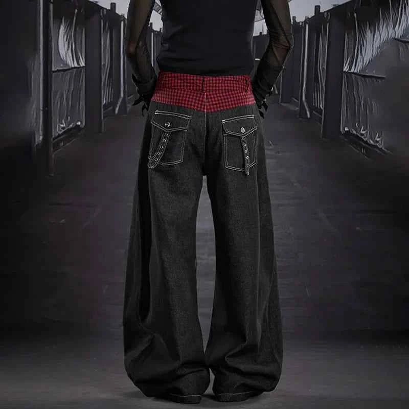 Marled New Double Layer Splicing Jeans