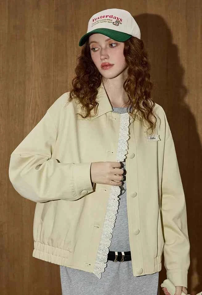 Breathable Lace Trim Windbreaker Jacket