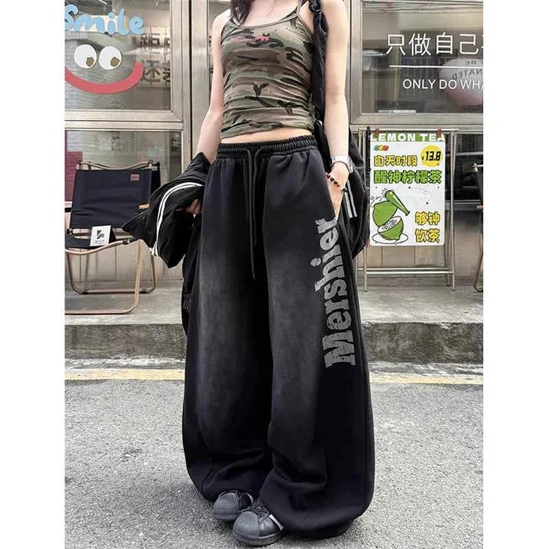 Gothic Street Aura Oversized Graphic Dance Sweatpants