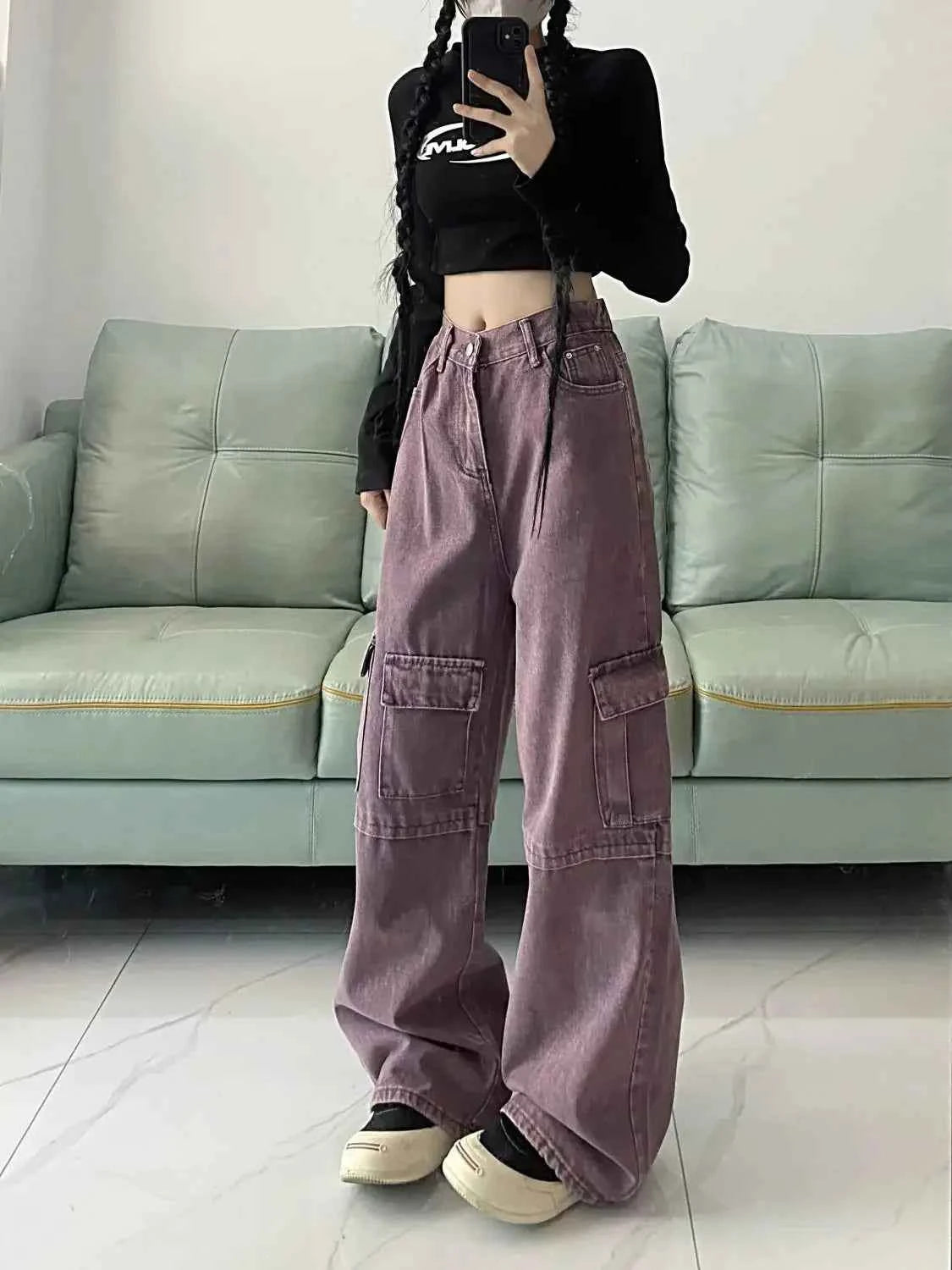 Purple Retro Overalls Jeans