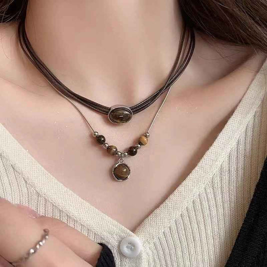 Colorful Stones Flower Pendant Necklace