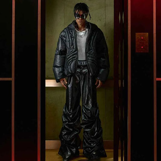 Luxury Stacking Wide Leg Faux Leather Pants