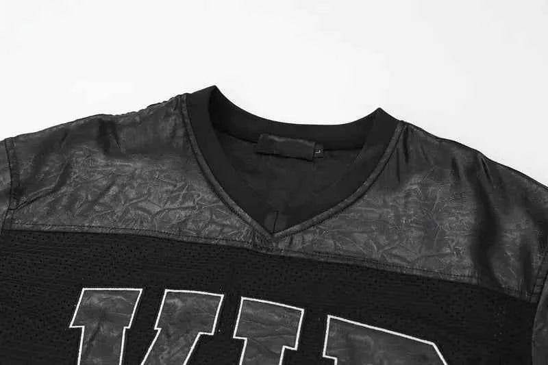 Mesh Embroidered Patchwork Jersey Polyester T-Shirt