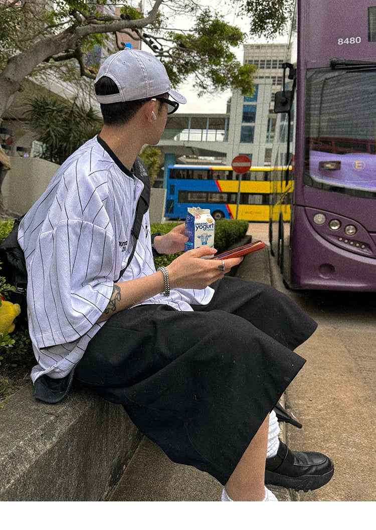 Black Soft Knee-Length Wide-Leg jorts