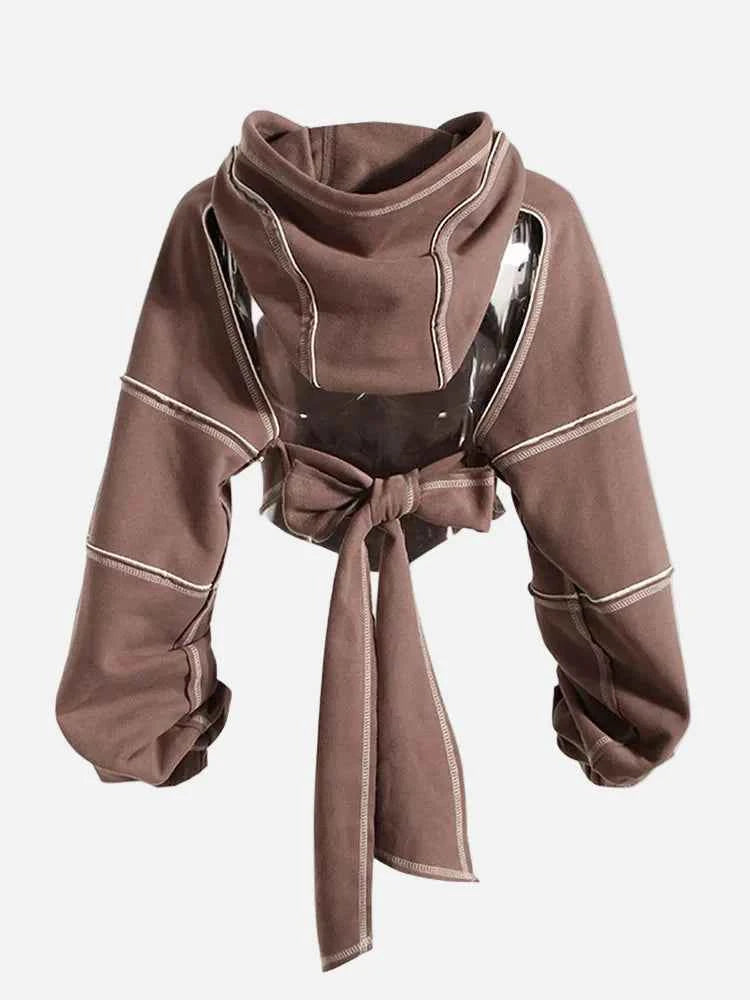 Y2K Contrast Color Open Line Hoodie