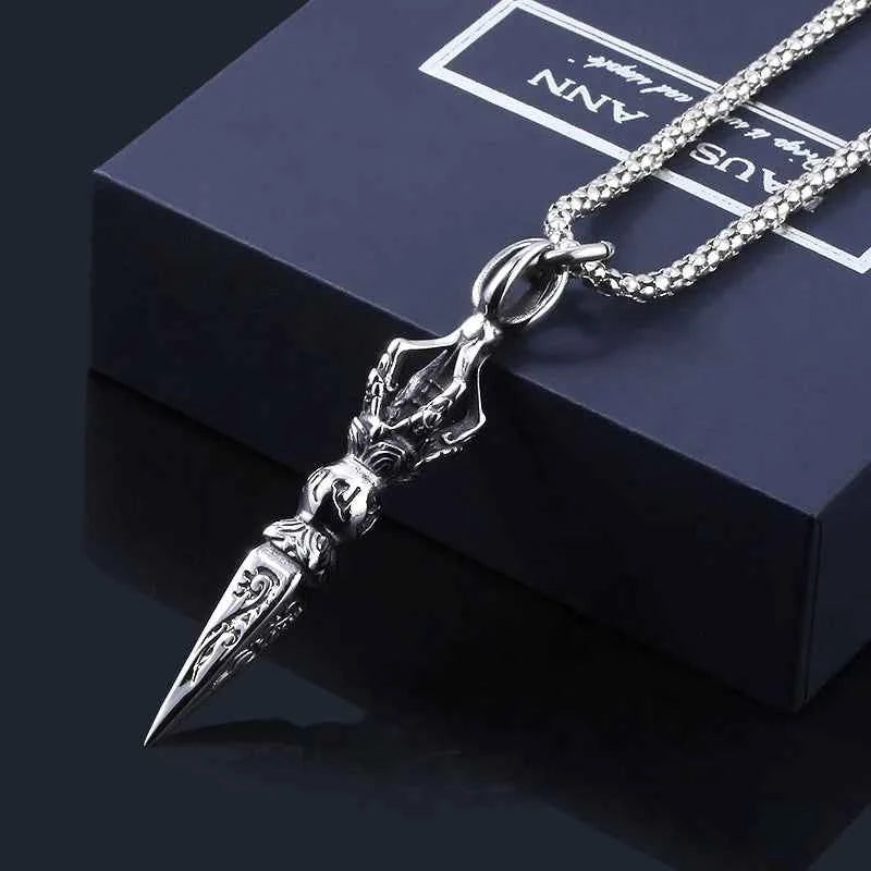 Retro Trendy Buddha Vajra Pendant Necklace