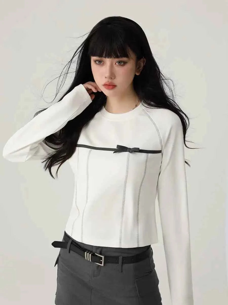 Retro American Bow Long Sleeve T-Shirt