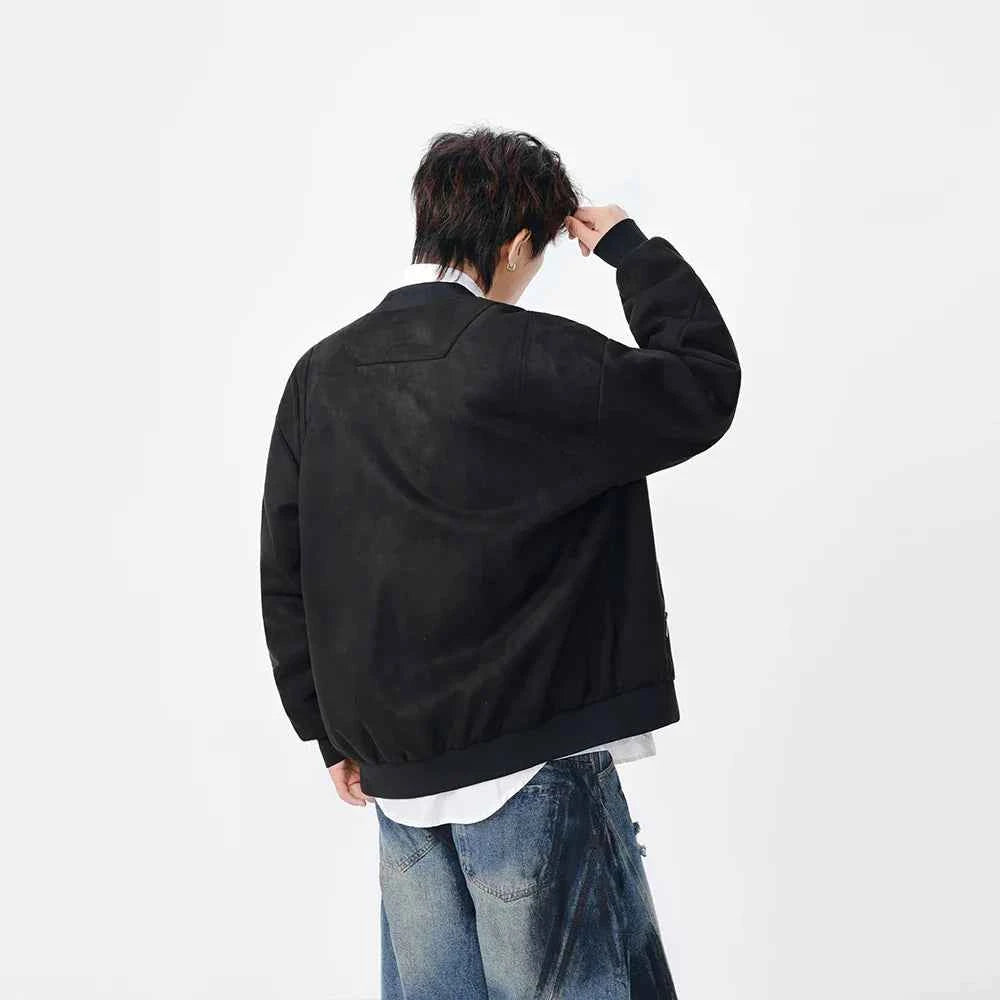 Distressed Pattern Casual Full Zip Jacket