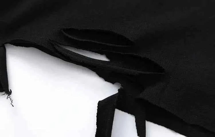 Gothic Stylish Ripped O-Neck Short-Sleeved T-Shirt
