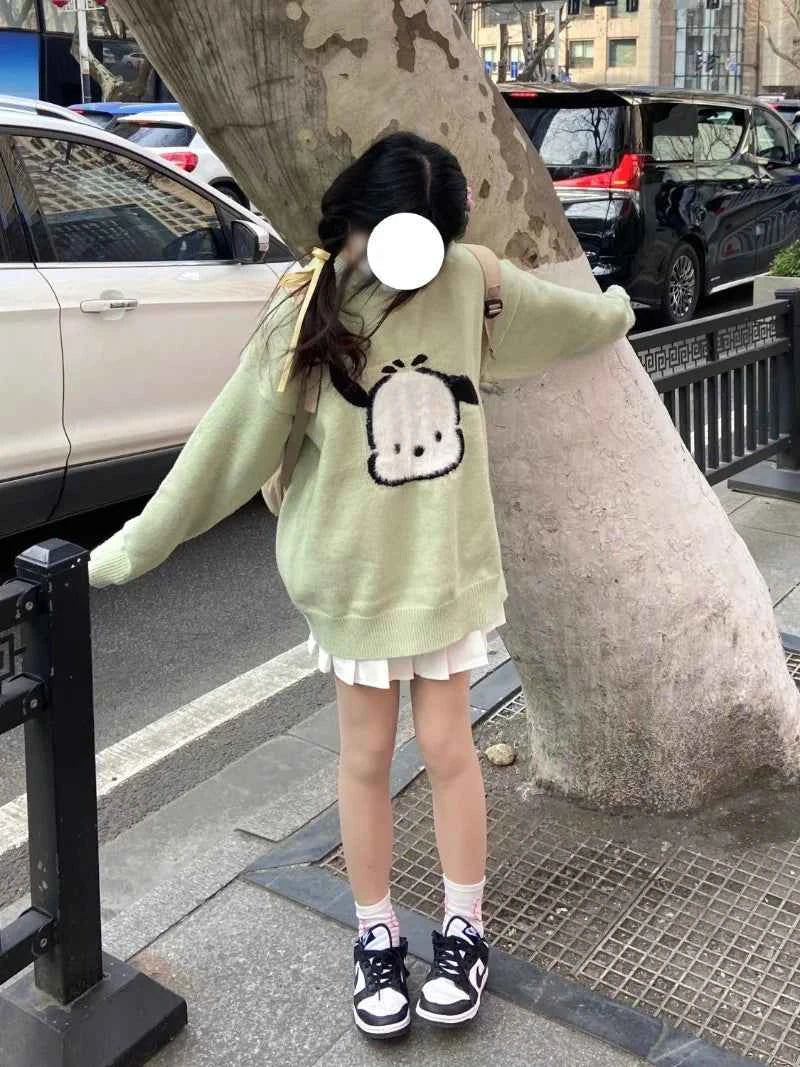 Sweet Light Green Knitted Casual Sweater