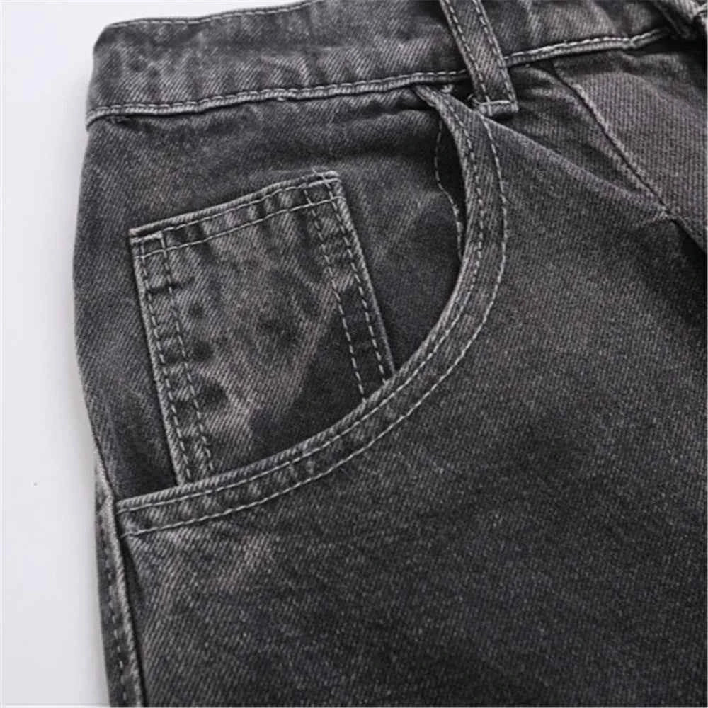 Summer Vintage Star Letter Printed Washed Denim Short