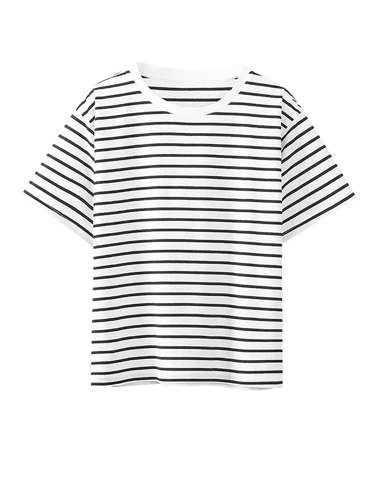 Striped Summer Short Sleeve Knitted T-Shirt