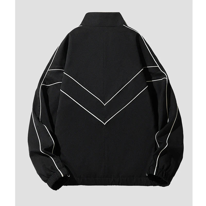 Striped White Lining With Rib sleeve Style Jacket