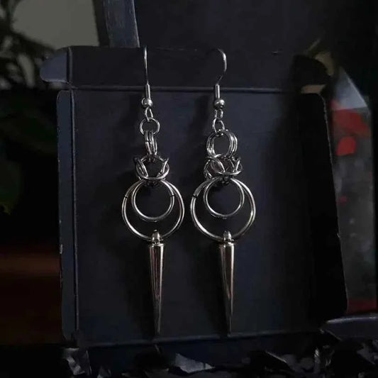 Gothic Spike Loop Stainless Steel Earrings