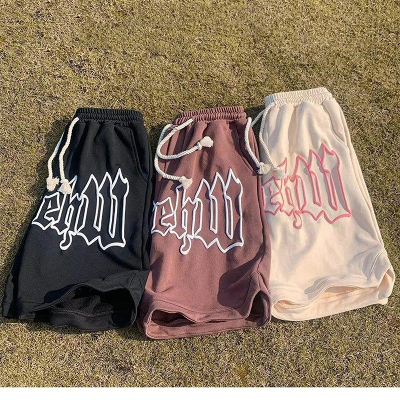 Drawstring Letter Printing Casual Loose Shorts