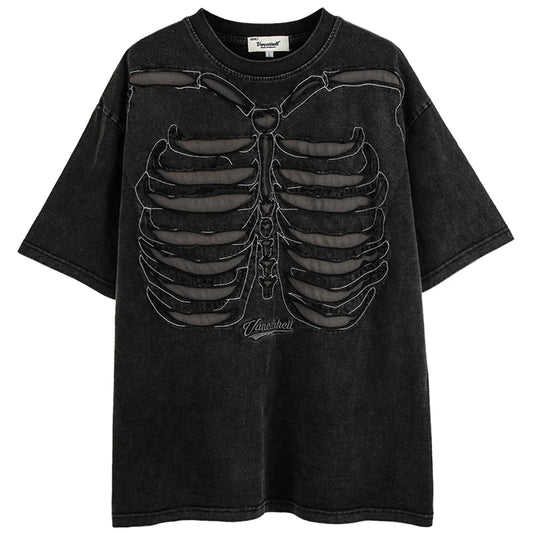 Skeleton Ripped Streetwear T Shirts