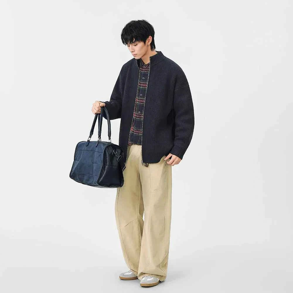 Cozy Ribbed Knit Mock Neck Cardigan