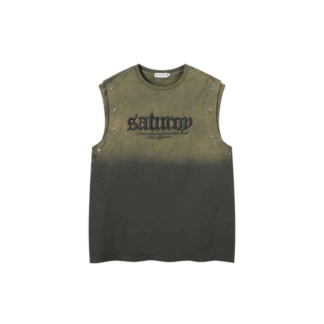 Vintage Gradient Studded Vest for Unisex