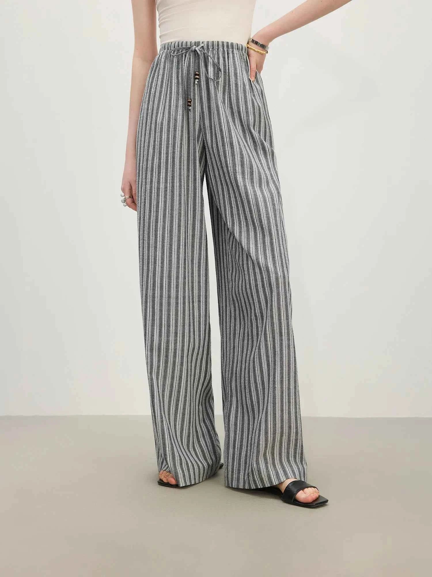 Versatile Loose Drape Striped Pants
