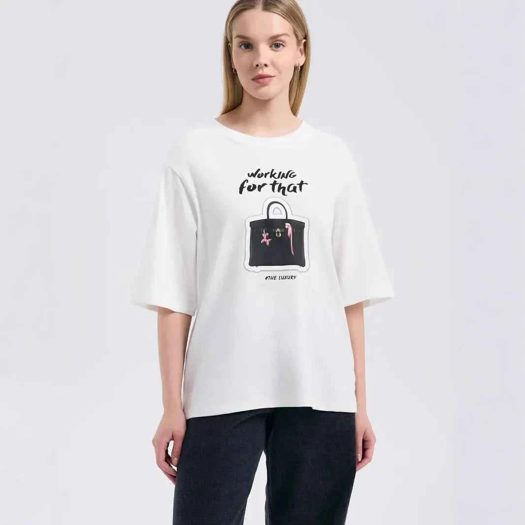 Cool American Style Heart Graphic Printed T-Shirt