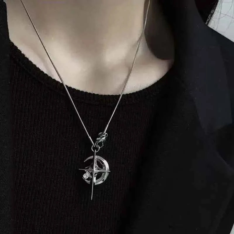 Y2K Crystal Star Pendants Necklace