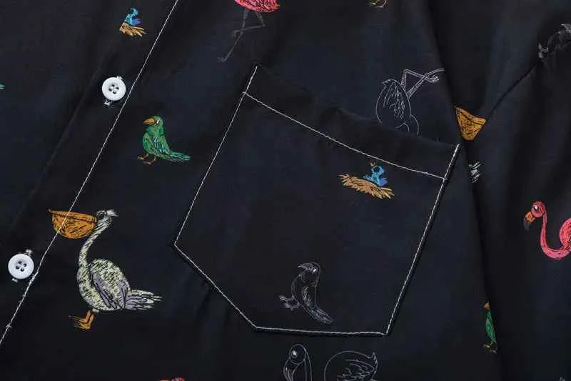 High-Quality Tropical Birds Graphic Short Sleeve Shirt