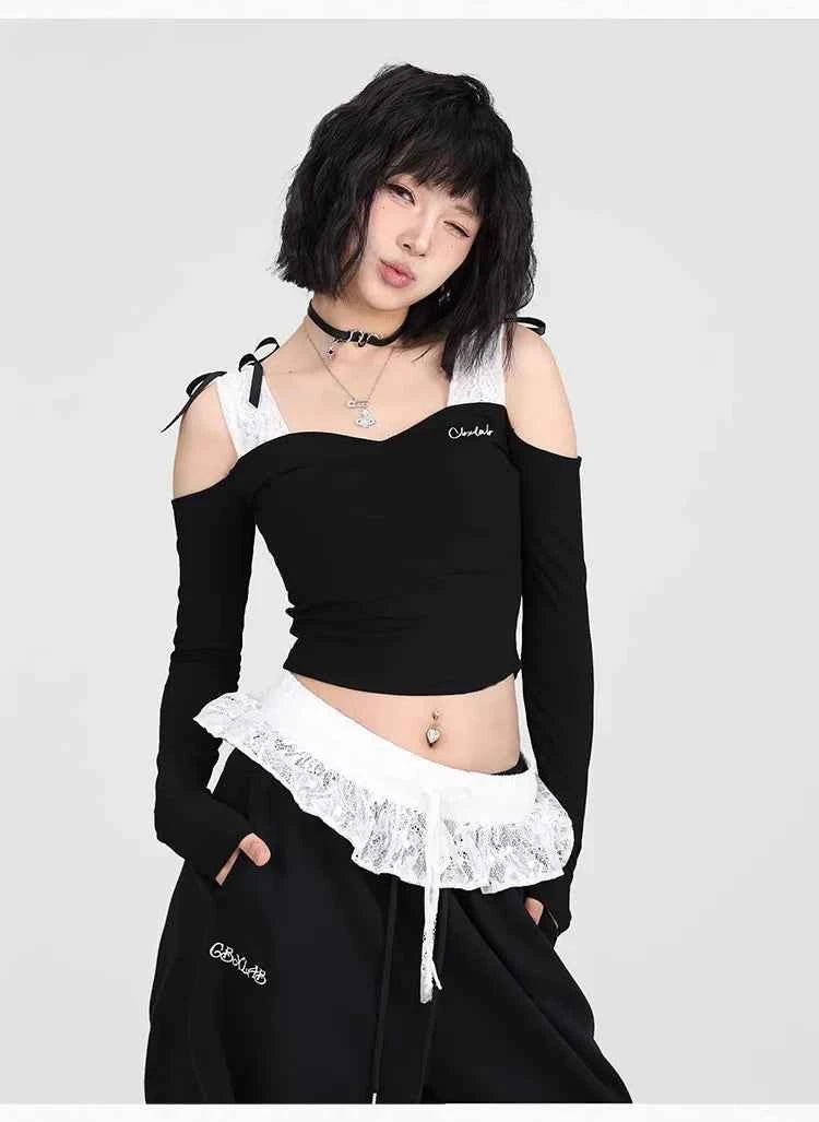 Snake Patch Embroidery Lace Hip Pants