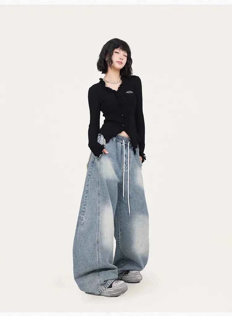 Blue Jazz Frayed Denim Long Jeans